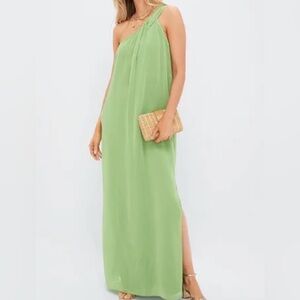 Pomander Place One-Shoulder Maxi Dress in Light Green